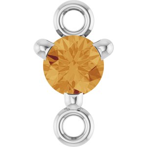 14K White Gold Petite Pav���� Natural Citrine Link