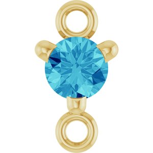 14K Yellow Gold Petite Pav���� Natural Blue Zircon Link