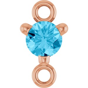 14K Rose Gold Petite Pav���� Natural Aquamarine Link
