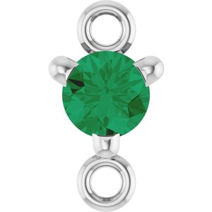 Platinum Petite Pav���� Natural Emerald Link