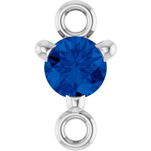 14K White Gold Petite Pav���� Natural Blue Sapphire Link