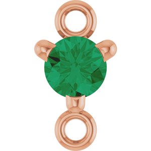 14K Rose Gold Petite Pav���� Natural Emerald Link