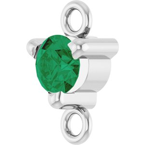 14K White Gold Petite Pav���� Lab-Grown Emerald Link