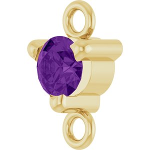 14K Yellow Gold Petite Pav����  Natural Amethyst Link