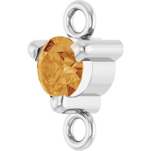 14K White Gold Petite Pav���� Natural Citrine Link