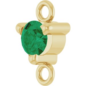14K Yellow Gold Petite Pav����  Lab-Grown Emerald Link
