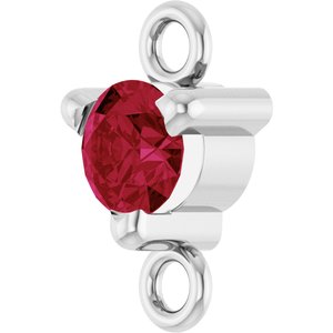 14K White Gold Petite Pav���� Natural Ruby Link