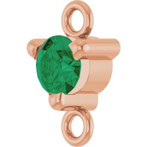 14K Rose Gold Petite Pav���� Lab-Grown Emerald Link