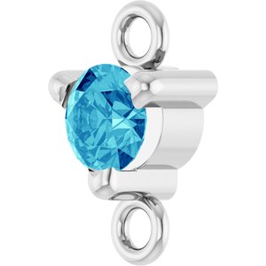 14K White Gold Petite Pav����  Natural Blue Zircon Link