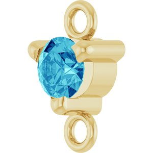 14K Yellow Gold Petite Pav���� Natural Blue Zircon Link