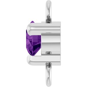14K White Gold Petite Pav���� Natural Amethyst Link