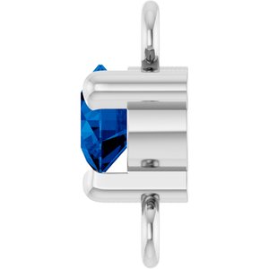 14K White Gold Petite Pav���� Natural Blue Sapphire Link