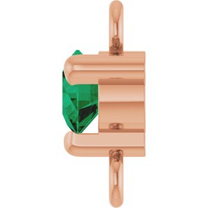 14K Rose Gold Petite Pav���� Lab-Grown Emerald Link