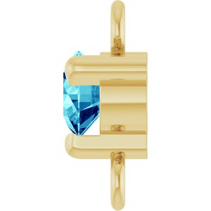 14K Yellow Gold Petite Pav���� Natural Blue Zircon Link