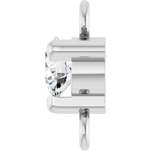 14K White Gold Petite Pav���� Natural White Sapphire Link