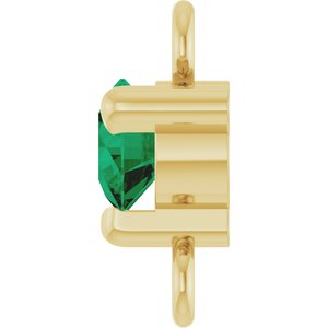14K Yellow Gold Petite Pav����  Lab-Grown Emerald Link