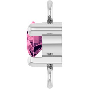 14K White Gold Petite Pav���� Natural Pink Tourmaline Link
