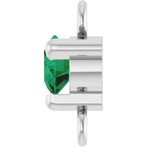 14K White Gold Petite Pav���� Natural Emerald Link