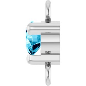 14K White Gold Petite Pav���� Natural Aquamarine Link