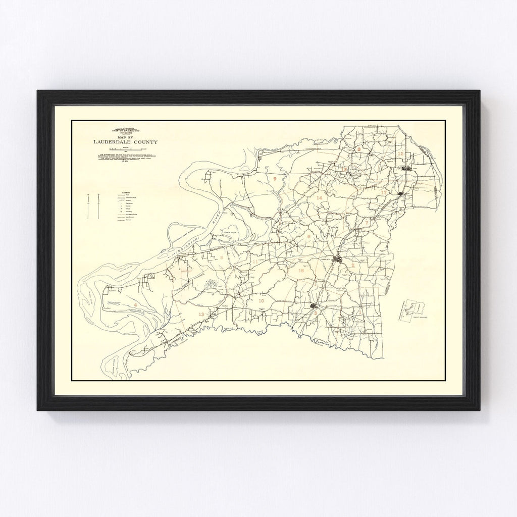 Vintage Map of Lauderdale County, Tennessee 1935
