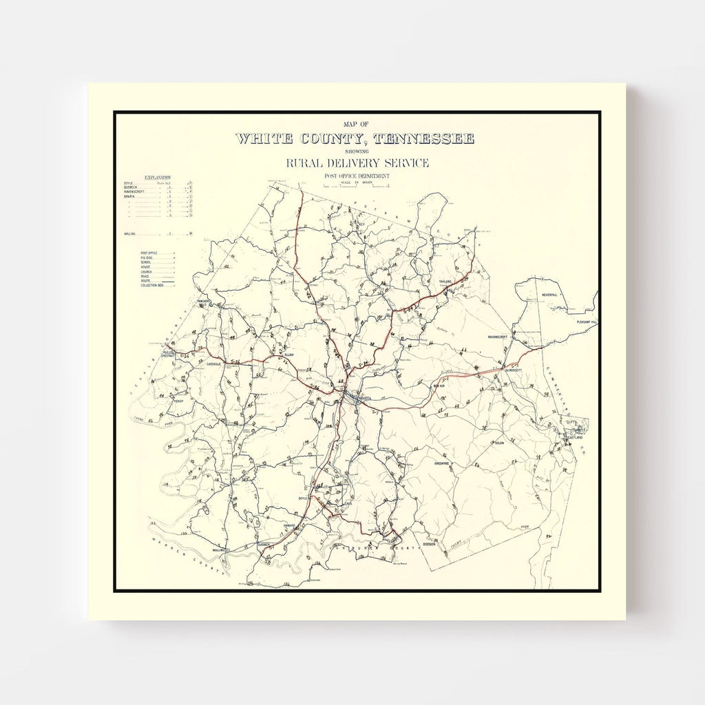 Vintage Map of White County, Tennessee 1936