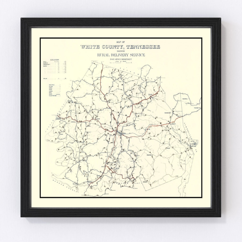 Vintage Map of White County, Tennessee 1936