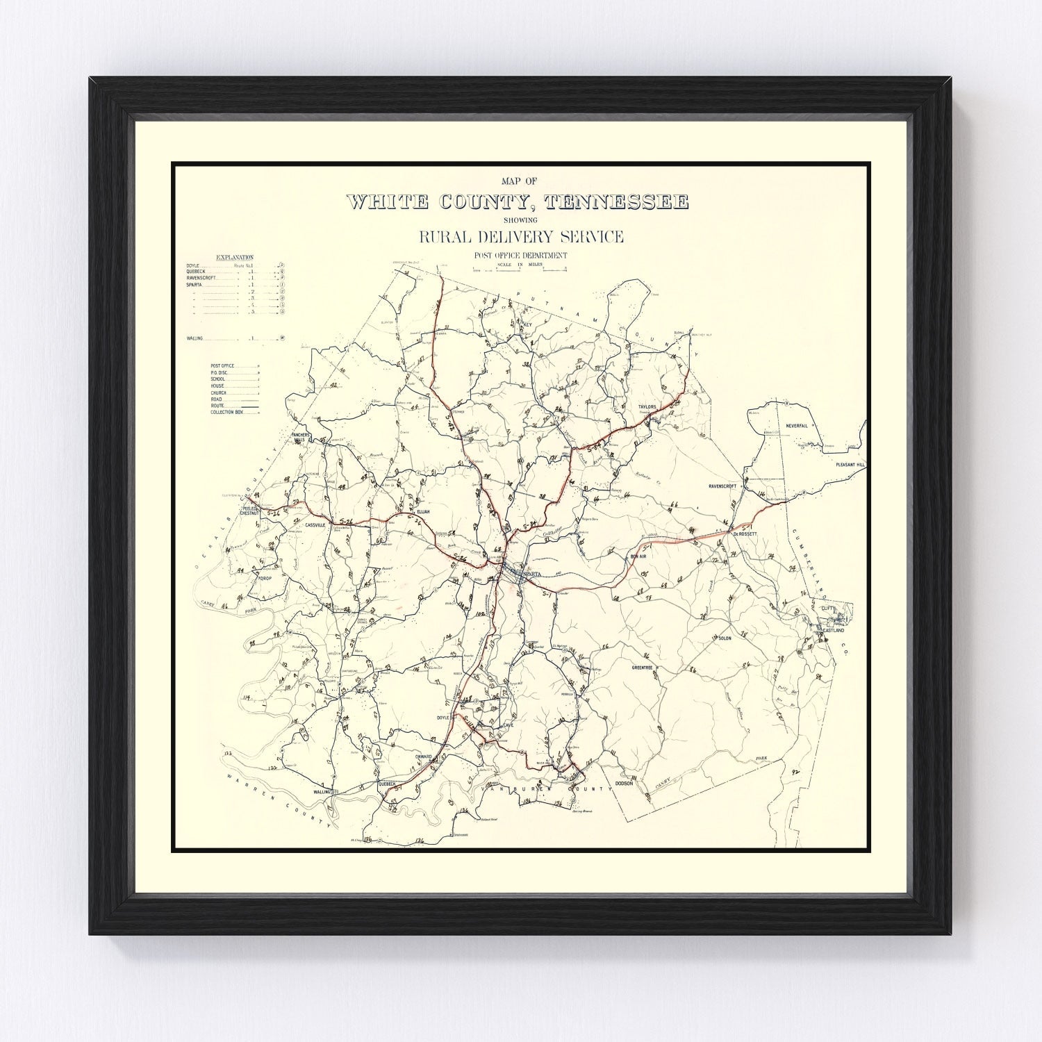 Vintage Map of White County, Tennessee 1936