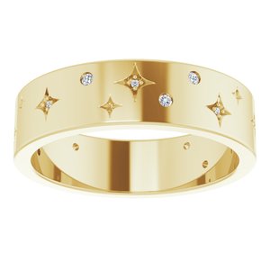 14K Yellow 1/8 CTW Natural Diamond Star Band Size 10.5