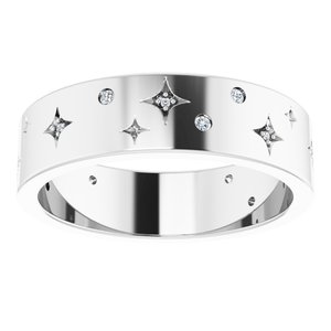 14K White 1/8 CTW Natural Diamond Star Band Size 10.5