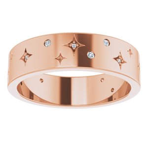 14K Rose 1/8 CTW Natural Diamond Star Band Size 10.5