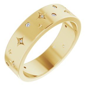 14K Yellow 1/8 CTW Natural Diamond Star Band Size 10.5