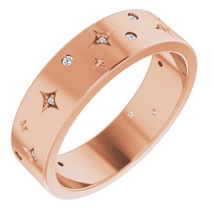14K Rose 1/8 CTW Natural Diamond Star Band Size 10.5