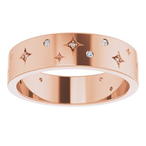 14K Rose 1/8 CTW Natural Diamond Star Band Size 11.5
