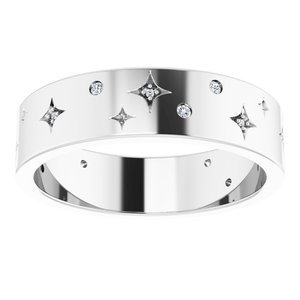 14K White 1/8 CTW Natural Diamond Star Band Size 11.5