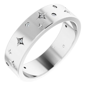 Platinum 1/8 CTW Natural Diamond Star Band Size 11