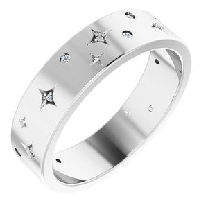 14K White 1/8 CTW Natural Diamond Star Band Size 12