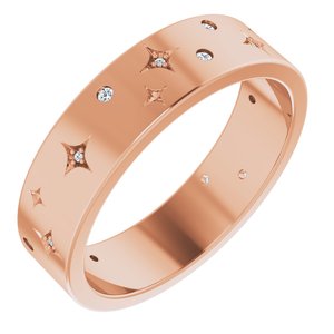 14K Rose 1/8 CTW Natural Diamond Star Band Size 12