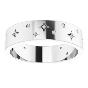 Platinum 1/8 CTW Natural Diamond Star Band Size 12