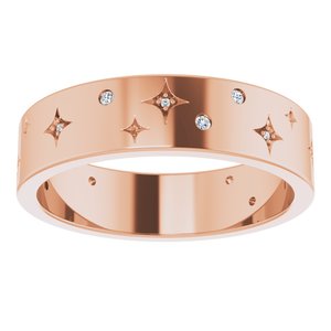 14K Rose 1/8 CTW Natural Diamond Star Band Size 12