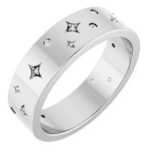 14K White 1/8 CTW Natural Diamond Star Band Size 10