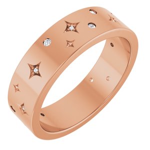 14K Rose 1/8 CTW Natural Diamond Star Band Size 10
