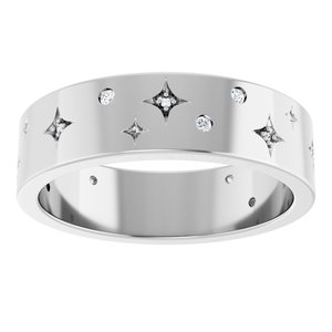 14K White 1/8 CTW Natural Diamond Star Band Size 10