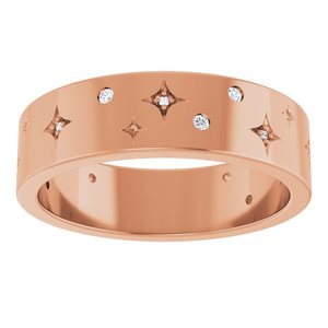 14K Rose 1/8 CTW Natural Diamond Star Band Size 10
