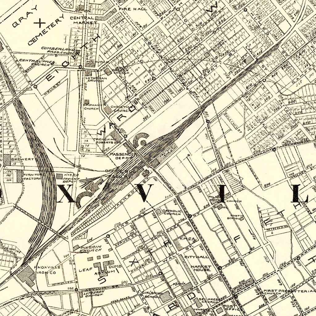Vintage Map of Knoxville, Tennessee 1895