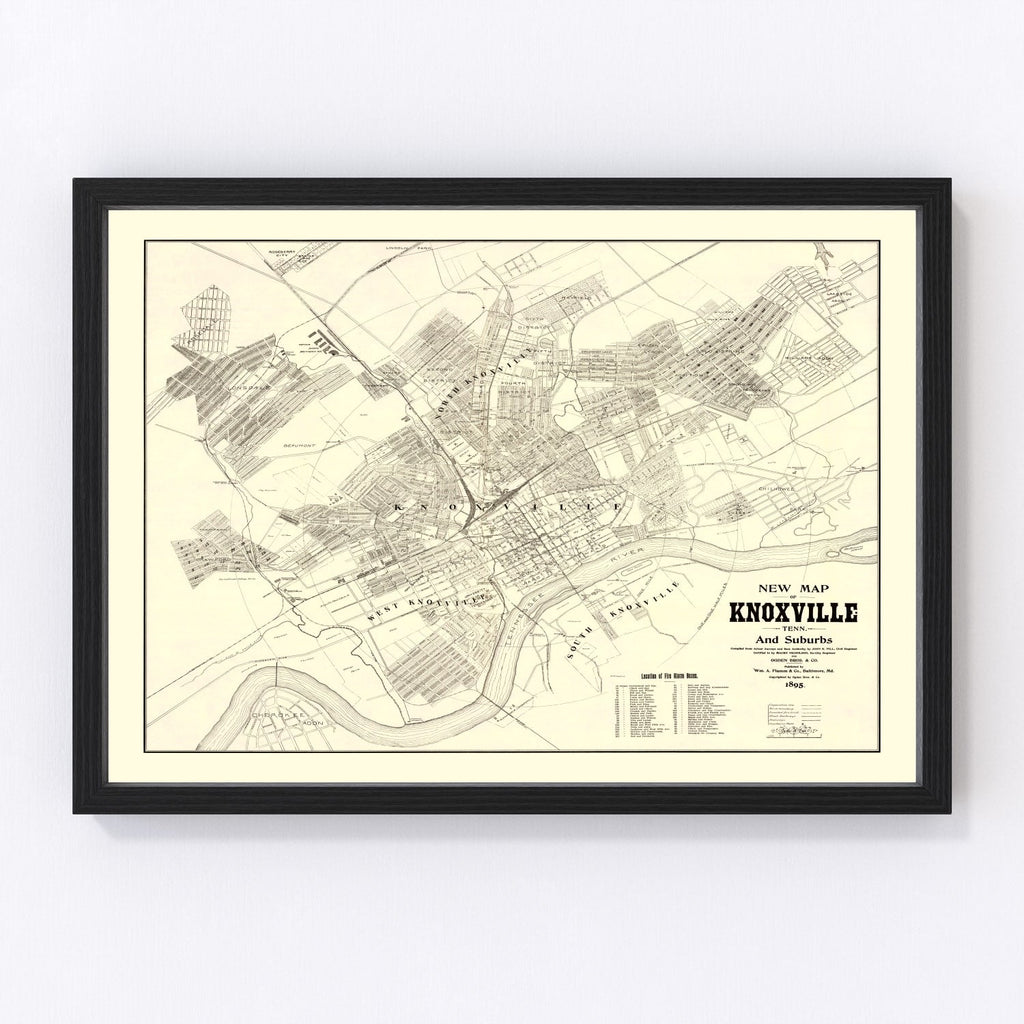 Vintage Map of Knoxville, Tennessee 1895