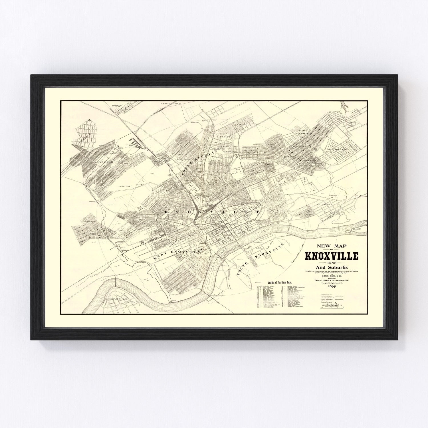 Vintage Map of Knoxville, Tennessee 1895