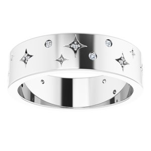 Platinum 1/8 CTW Natural Diamond Star Band Size 9.5