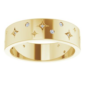 14K Yellow 1/8 CTW Natural Diamond Star Band Size 9.5