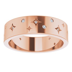 14K Rose 1/8 CTW Natural Diamond Star Band Size 9.5