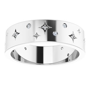 Platinum 1/8 CTW Natural Diamond Star Band Size 9